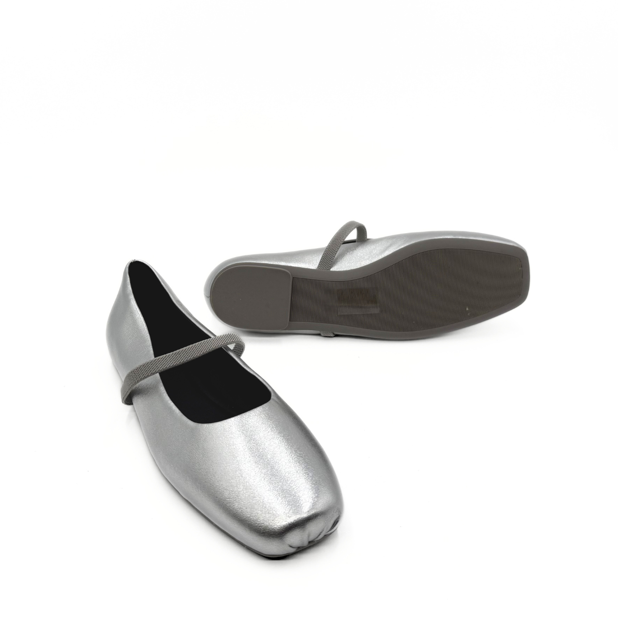 Mary Elastic Mary Janes - Silver