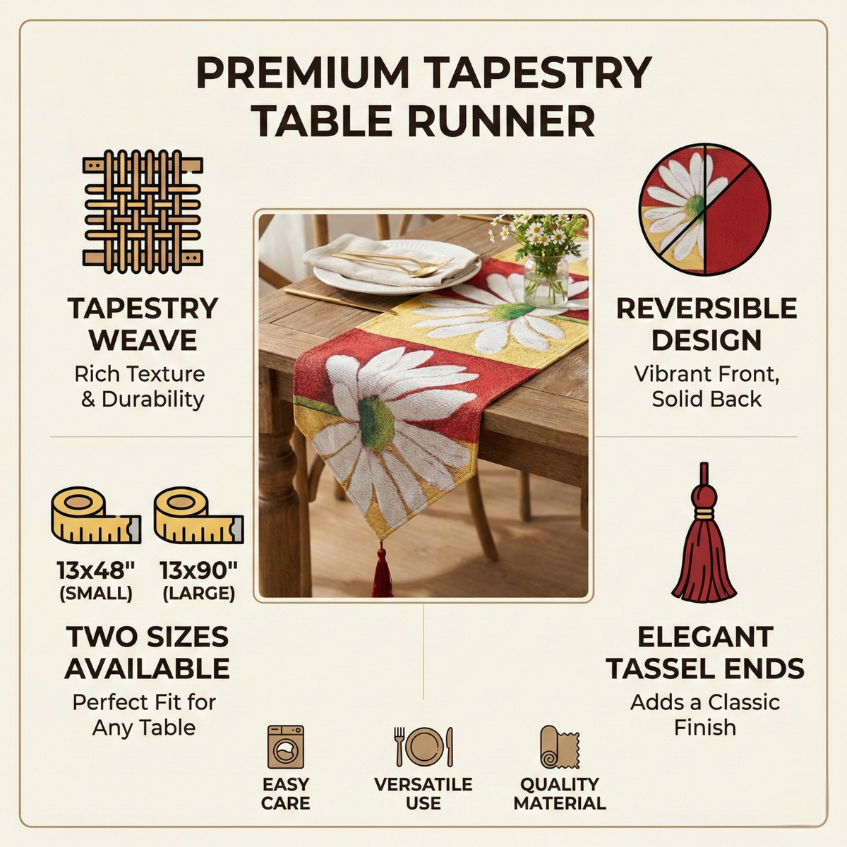 Tache Loves Me Not Daisy Tapestry Table Runner (9046)
