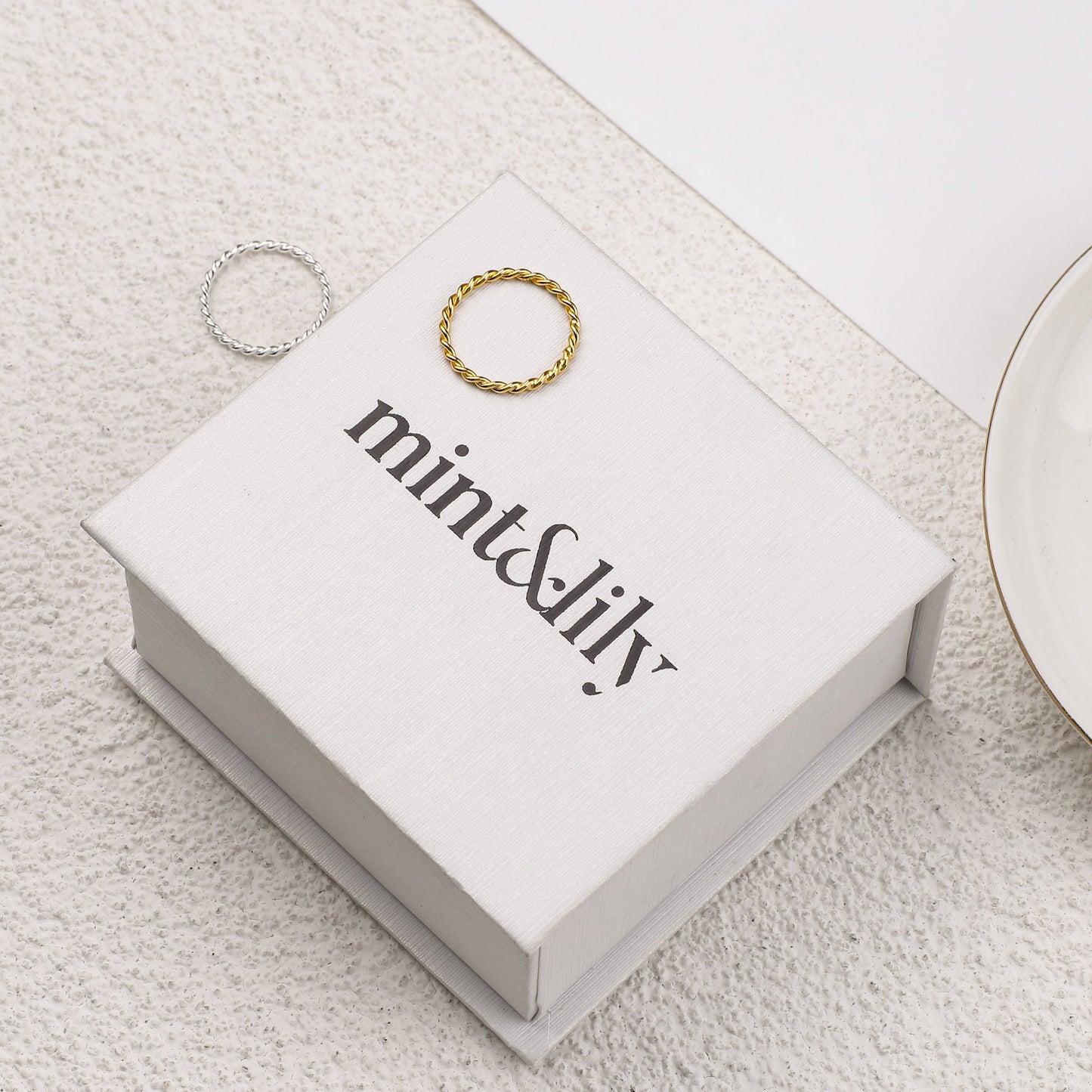 Mint & Lily Dainty Braided Stacking Ring