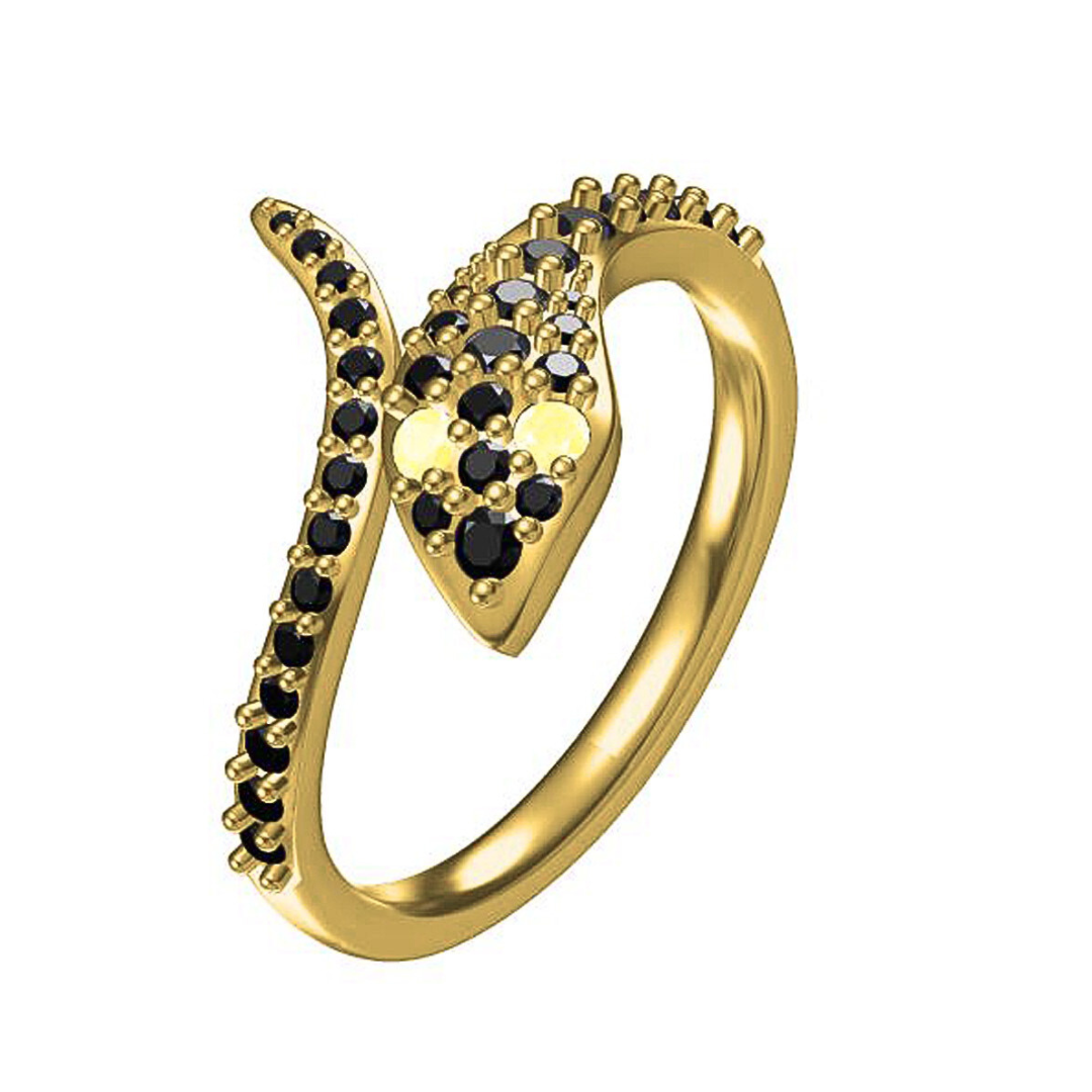 Black Spinel Serpent Snake Ring