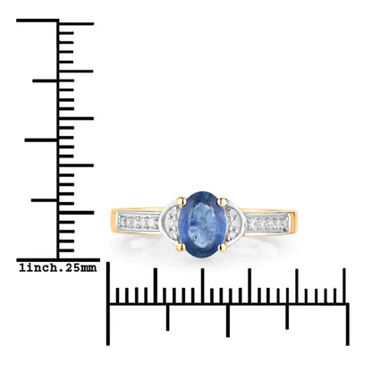 1.95 Ct Oval Blue Sapphire Diamond Prong 10k Gold Pave Bridge Ring
