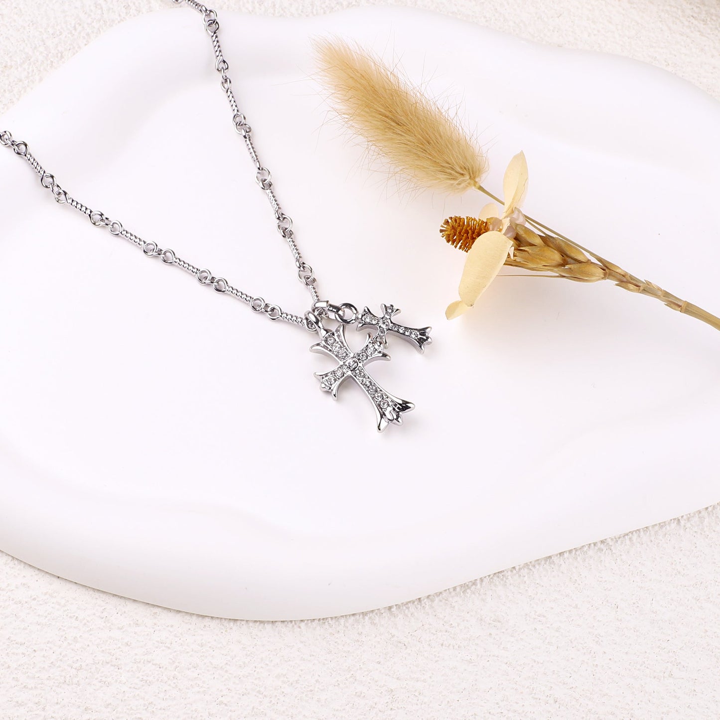 Mint & Lily Double Cross Pendant Necklace