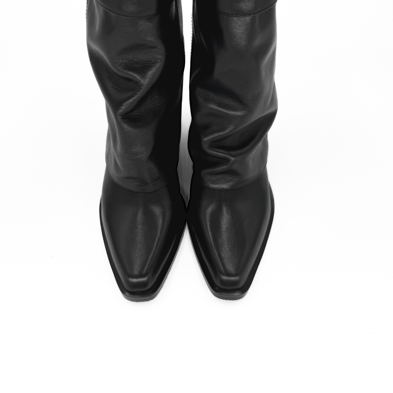 Alma Foldover Leather Boots - Black