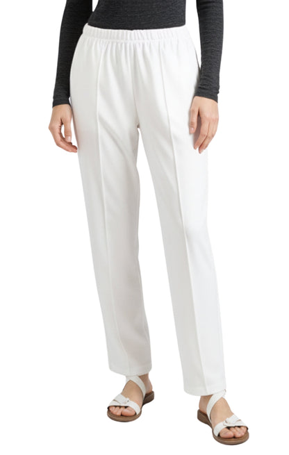 Womens Classic Poly Knit Pants - Pull On Slacks with Elastic Waist