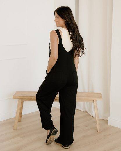Zinnia Raw Seam Big Flower Patched Loose Overall Jumper