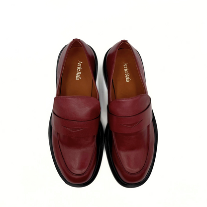 Drew Chunky Leather Loafers - Burgundy