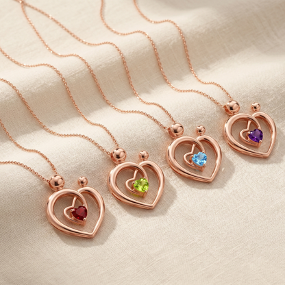 0.28 Ct Heart Swiss Blue Topaz Prong Rose Gold Plated Mom Necklace