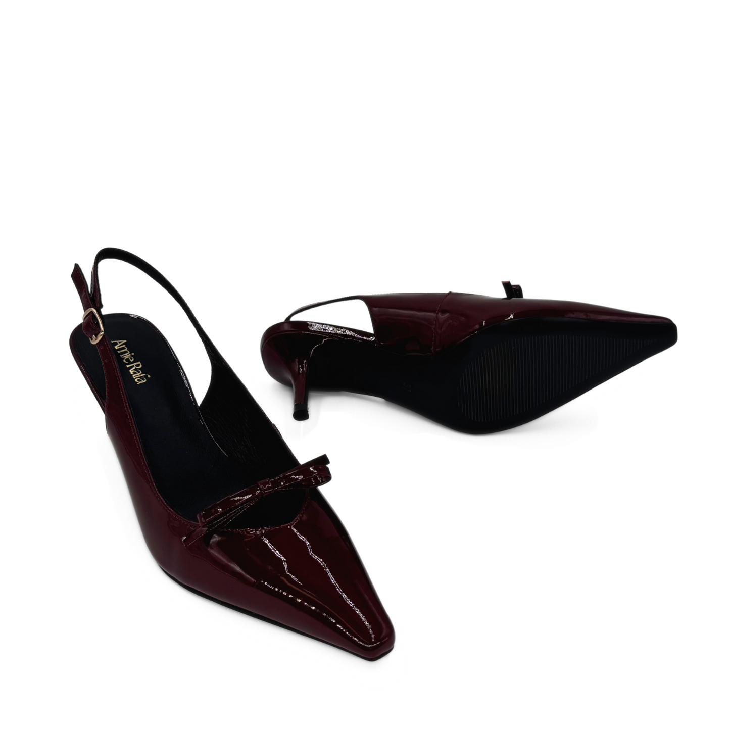 Georgia Pointy Toe Bow Heels - Burgundy