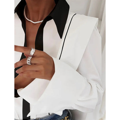 Women’s Black White Colorblock Shirt