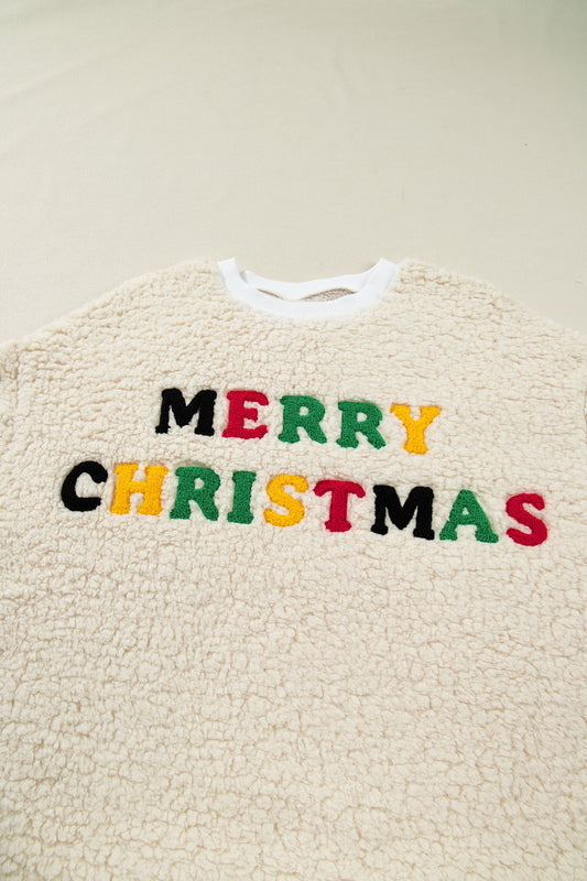 Threaded Pear Ensley Christmas Embroidered Sherpa Pullover