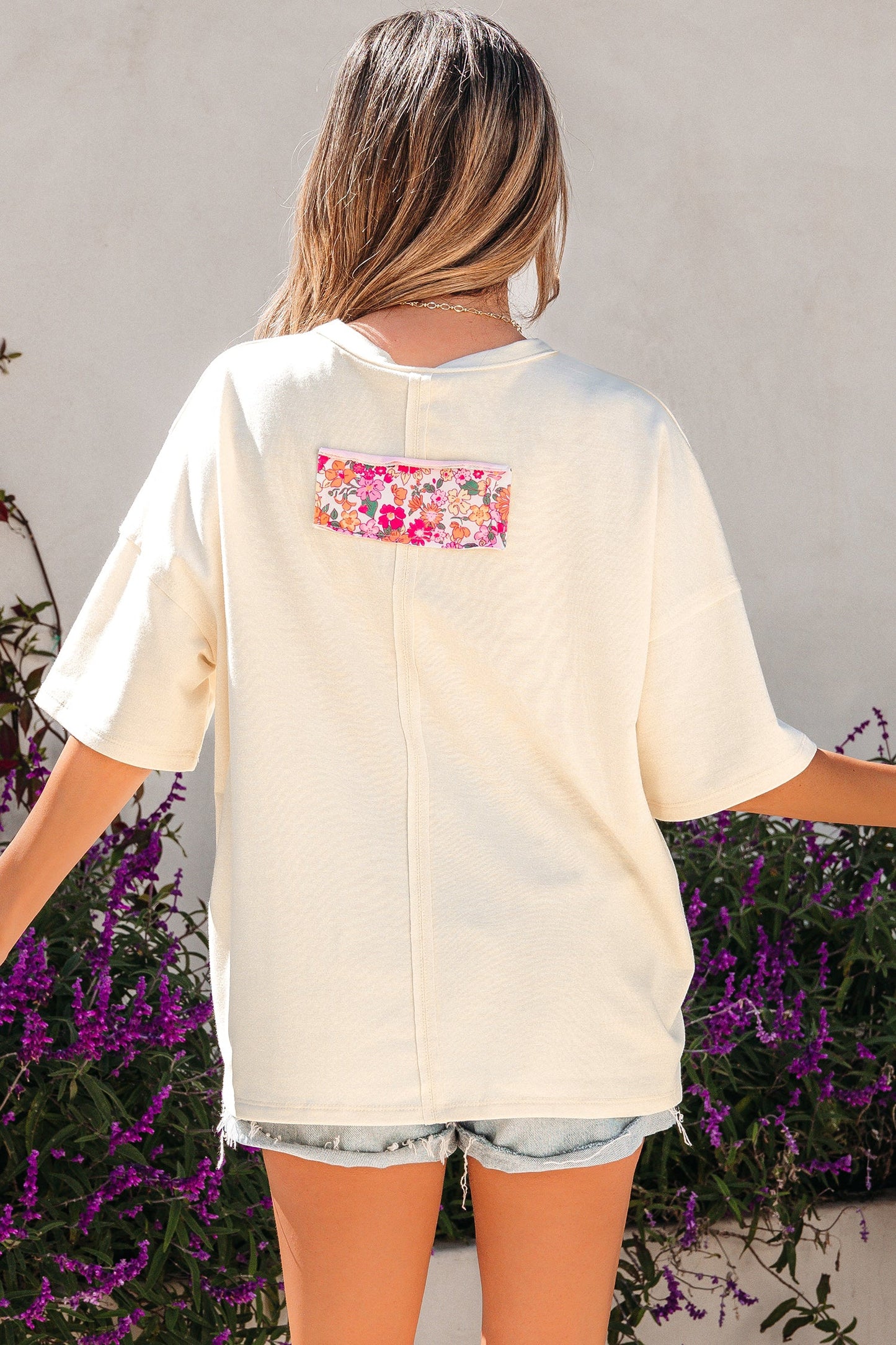 Threaded Pear Poppy Big Flower Oversize Tee