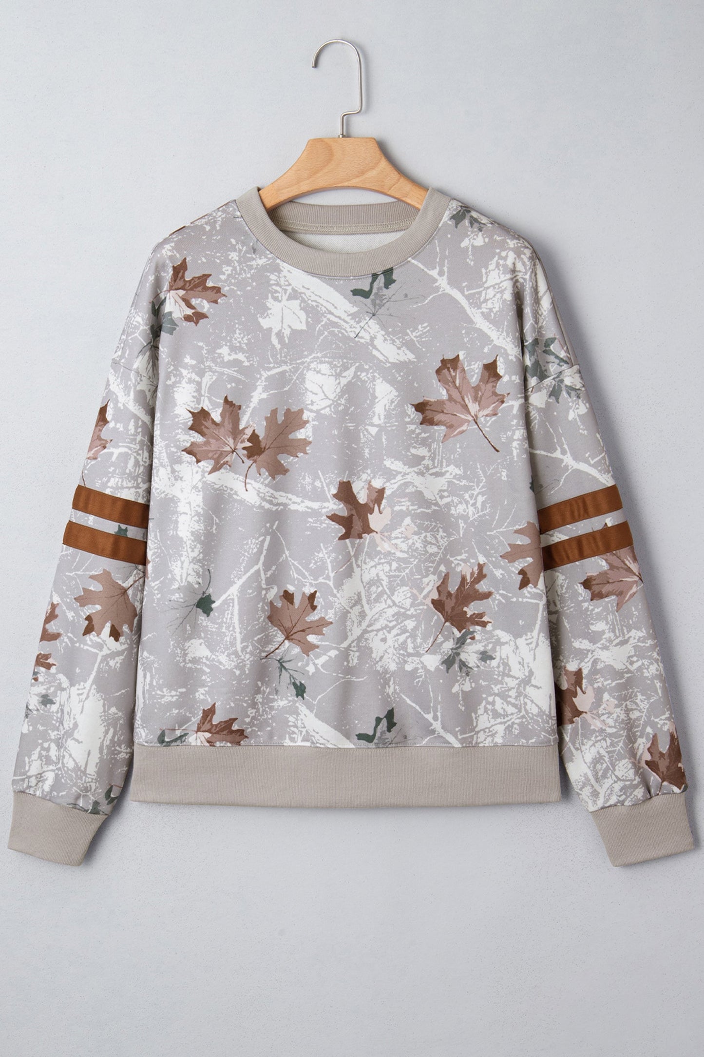 Threaded Pear Salem Striped Sleeve Casual Sweatshirt