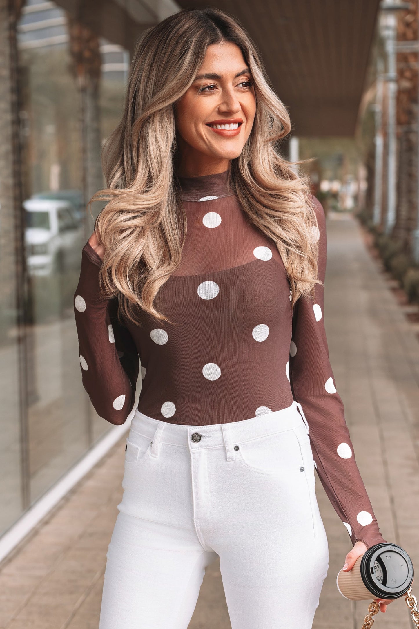 Threaded Pear Eliana Mesh Long Sleeve Bodysuit
