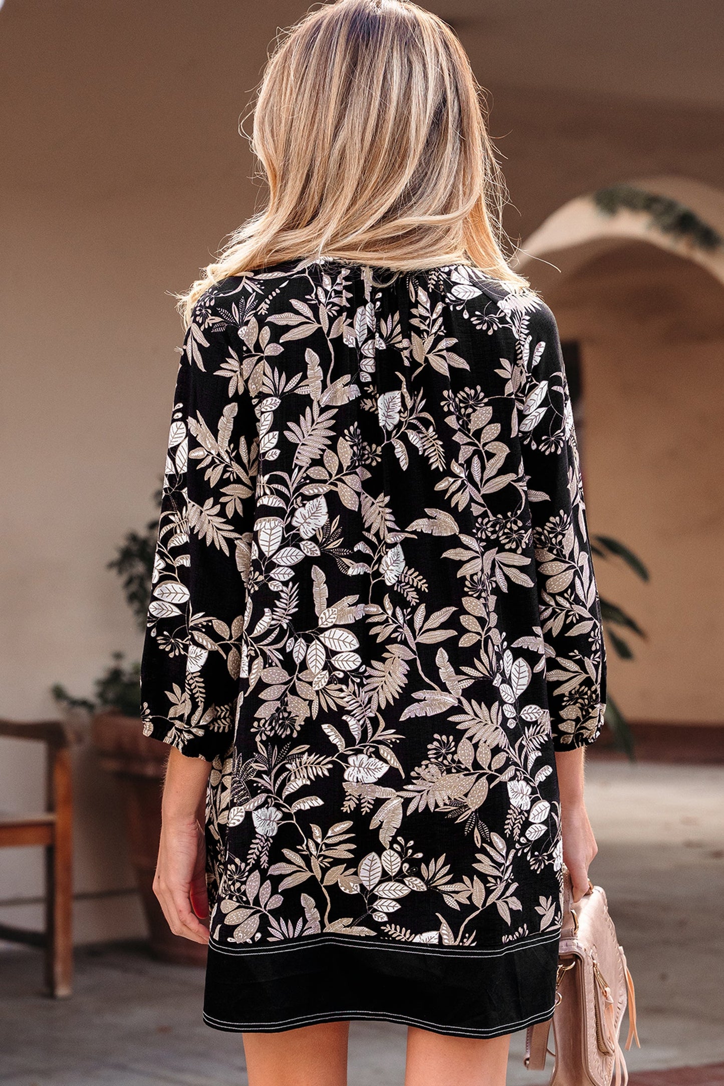 Threaded Pear Zaria Print Loose Mini Dress