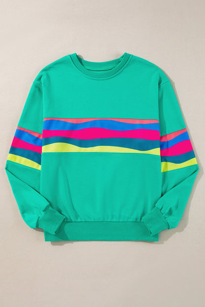 Threaded Pear Alora Striped Accent Long Sleeve Top