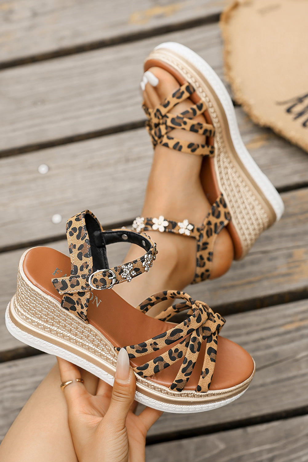 Threaded Pear Lara Decor Strappy Wedge Sandals