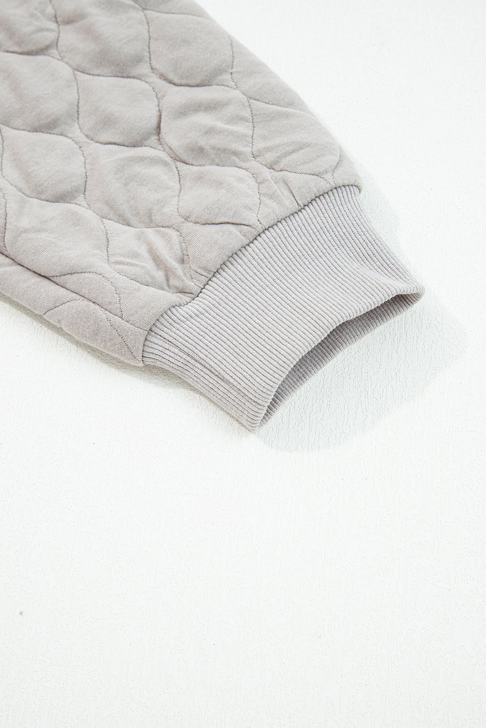Threaded Pear Gray Quilted Quarter Zip Plus Size Hoodie