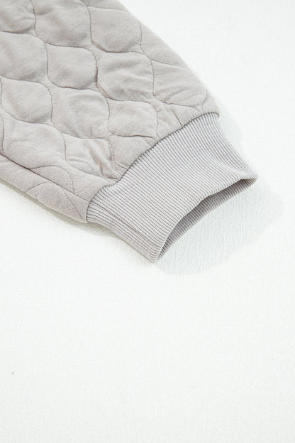 Threaded Pear Gray Quilted Quarter Zip Plus Size Hoodie