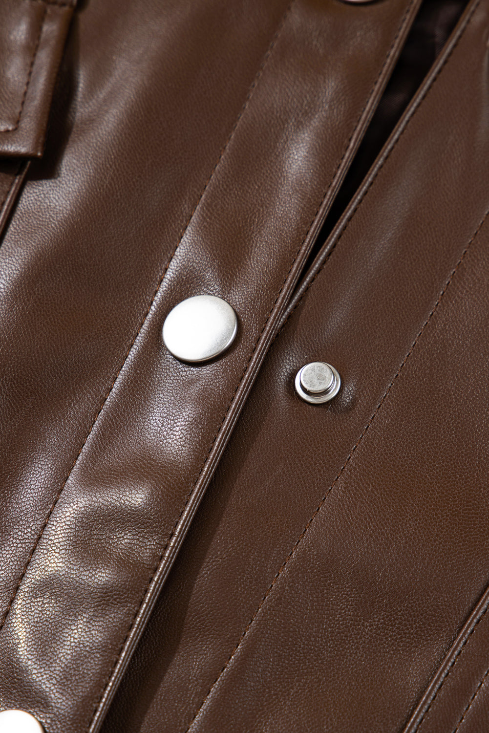 Threaded Pear Mila Drawstring Hem Leather Jacket