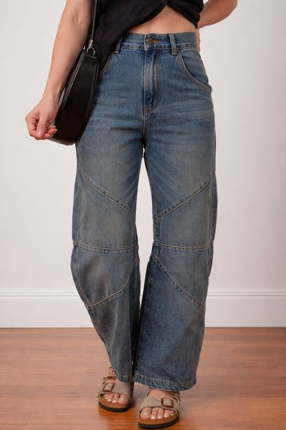 Threaded Pear Alaya Straight High Waist Jeans