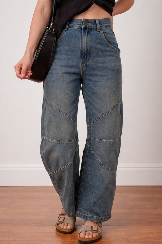 Threaded Pear Alaya Straight High Waist Jeans