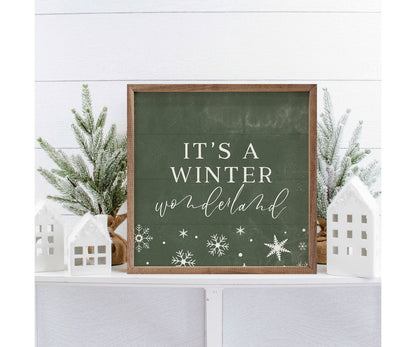 Kendrick Home It's A Winter Wonderland Snowflakes Green
