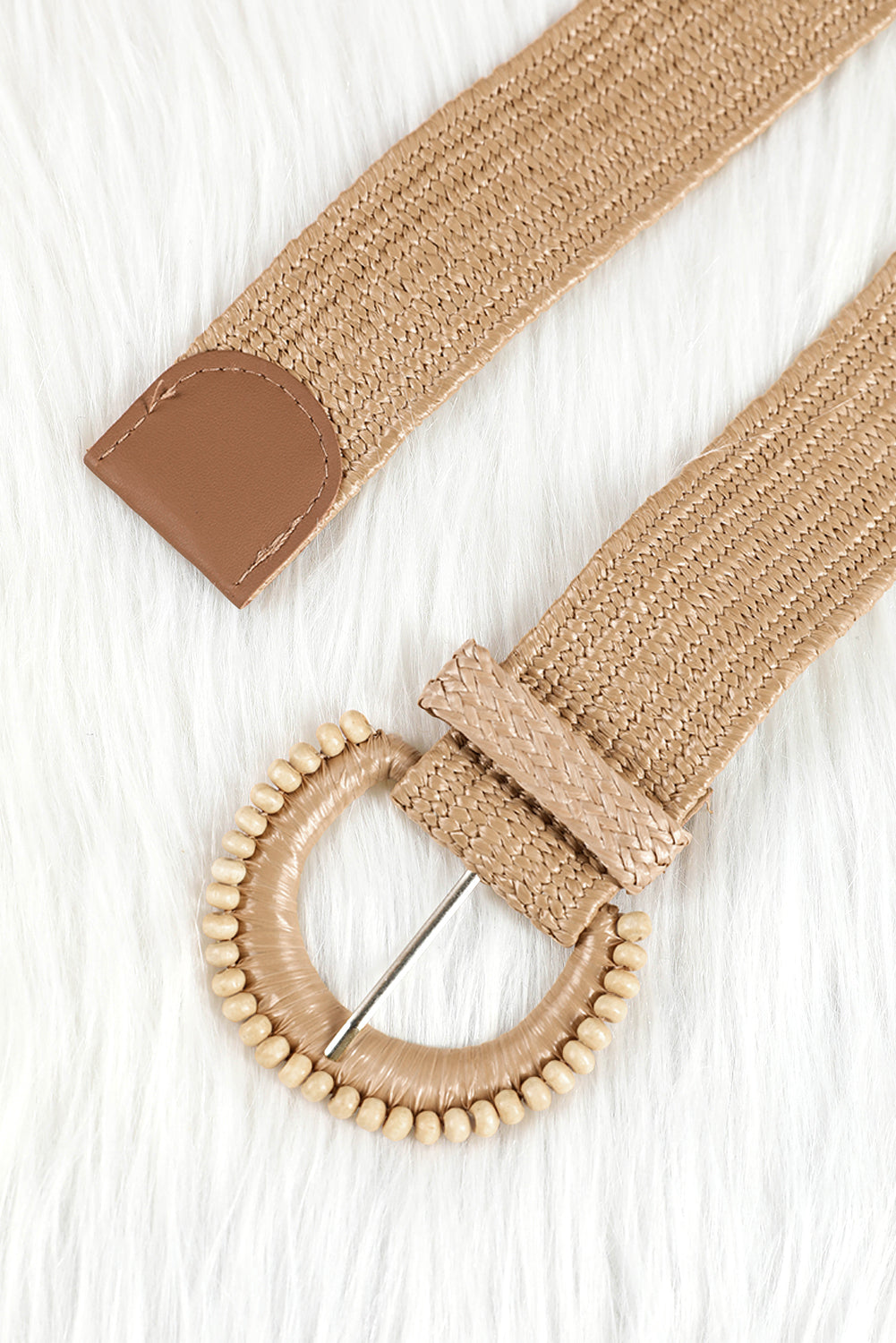 Threaded Pear Kylie Beaded Straw Woven Belt