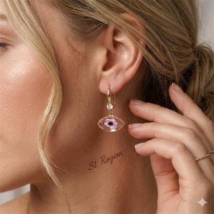 Pink Crystal & Cubic Zirconia Goldtone Eye Hook Earrings