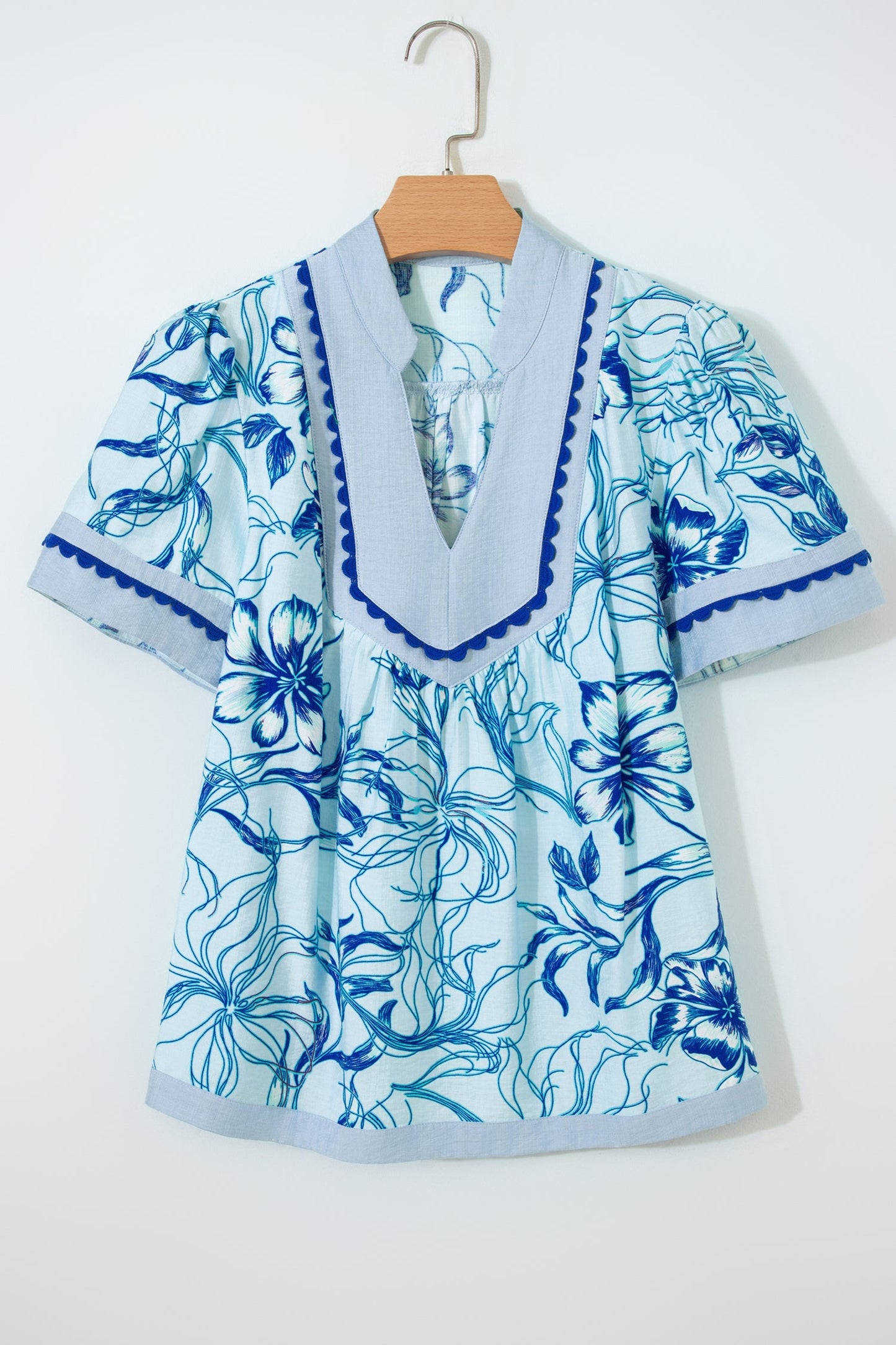 Threaded Pear Elowen Short Sleeve Floral Blouse