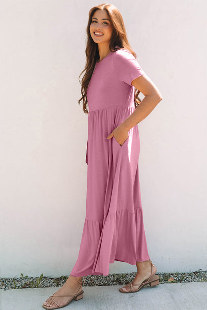 Threaded Pear Nala T-shirt High Waist Pocketed Long Dress