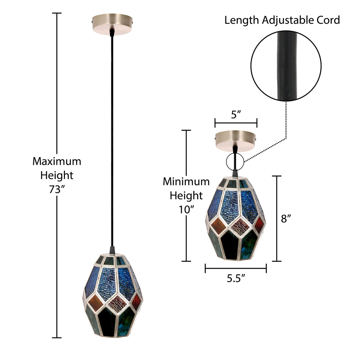 Blue / Amber / Multi-Colored / Nickel-