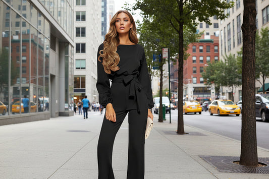 Solid Color Slim Fitting long sleeve jumpsuits for women