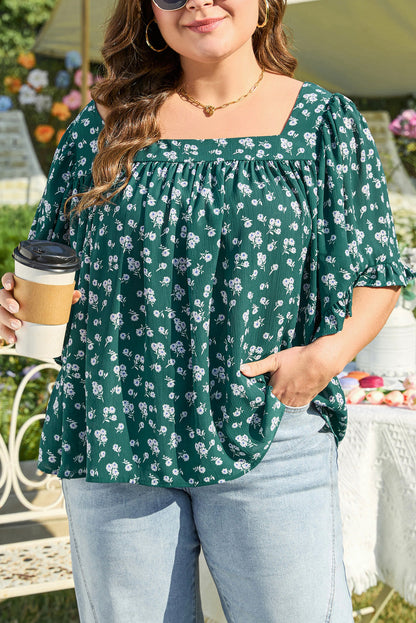 Threaded Pear Adelynn Square Ruffled Trim PLUS Blouse