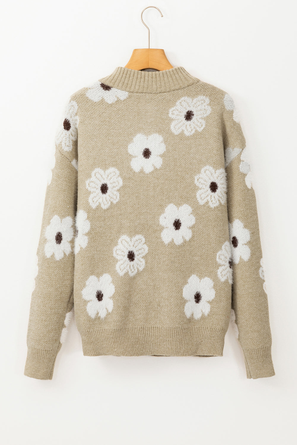 Threaded Pear Maria Floral Half Zip Drop Shoulder Sweater