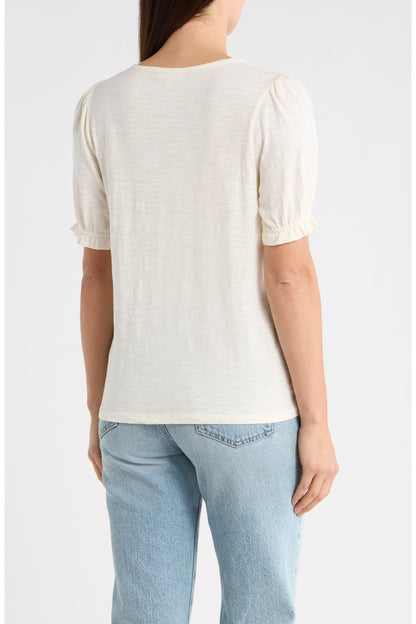 Lucky Brand Women's Emb Tie Front Top - Gardenia