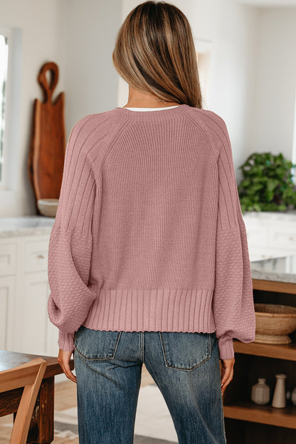 Threaded Pear Khloe Mixed Texture Knit Sweater