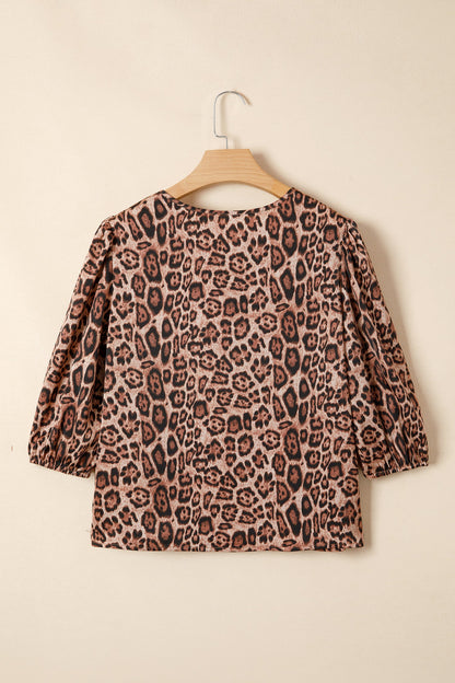 Threaded Pear Promise Tie Puff Sleeve Blouse