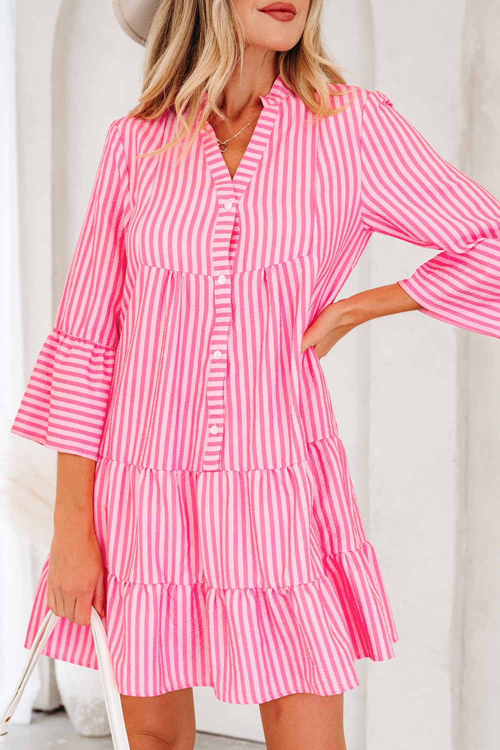 Threaded Pear Oaklynn Tiered Flowy Mini Dress