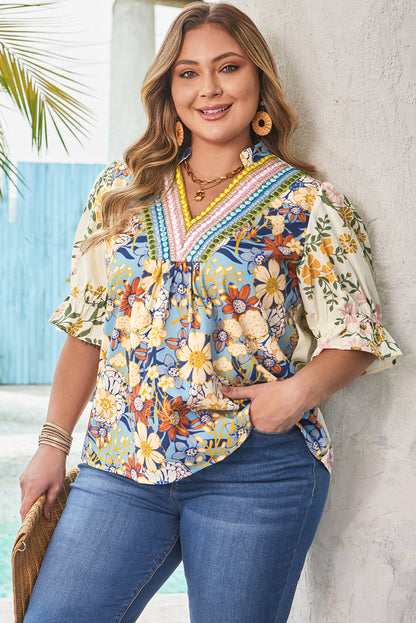 Threaded Pear Alayna Woven Half Sleeve PLUS Blouse