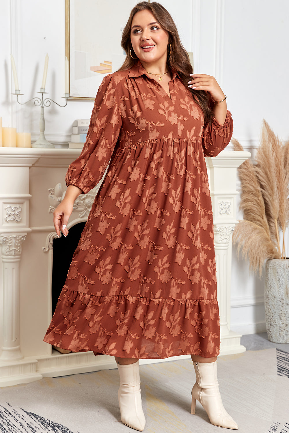 Threaded Pear Mallory 4 Sleeve Long PLUS Dress