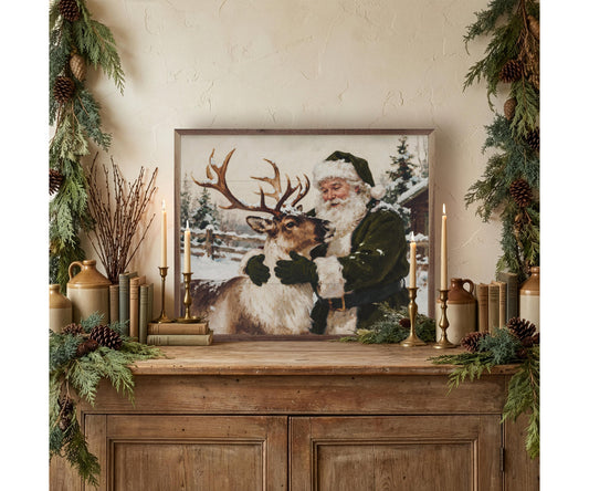 Kendrick Home Santa And Reindeer Green