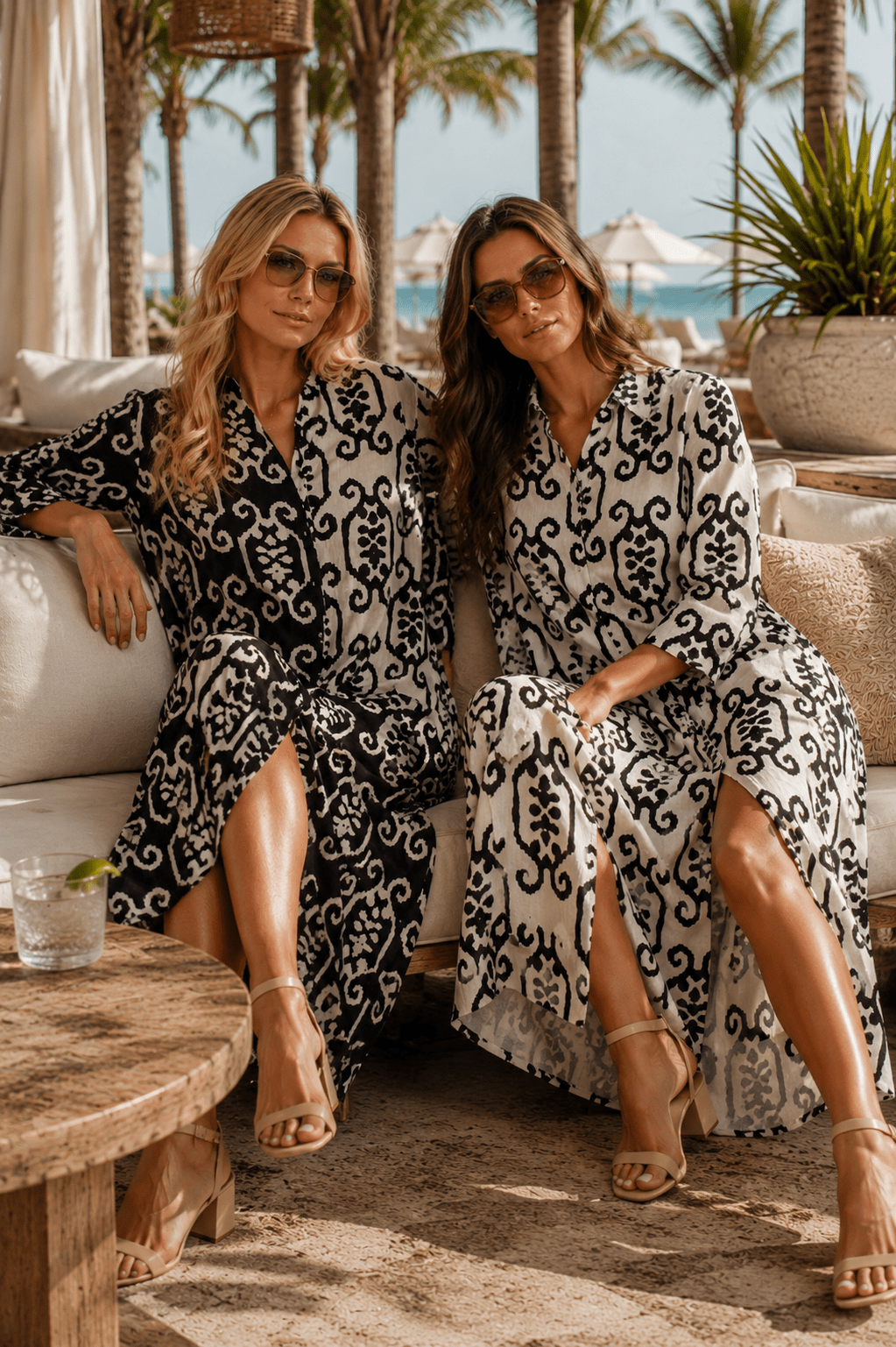 Black / White Ikat Print-