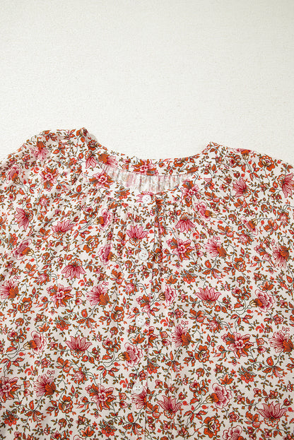 Threaded Pear Carter Notched Puff Sleeve Blouse