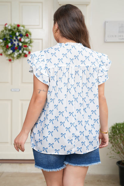 Threaded Pear Melody Short Sleeve Bow PLUS Top