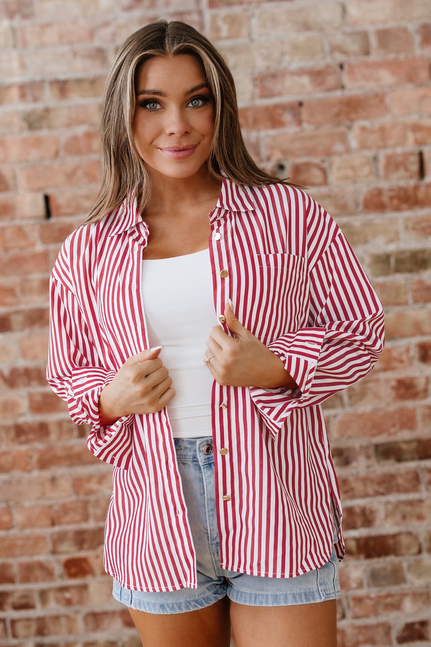 Threaded Pear Mariah Side Slit Loose Shirt