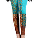 Turquoise Brown Patchwork Print