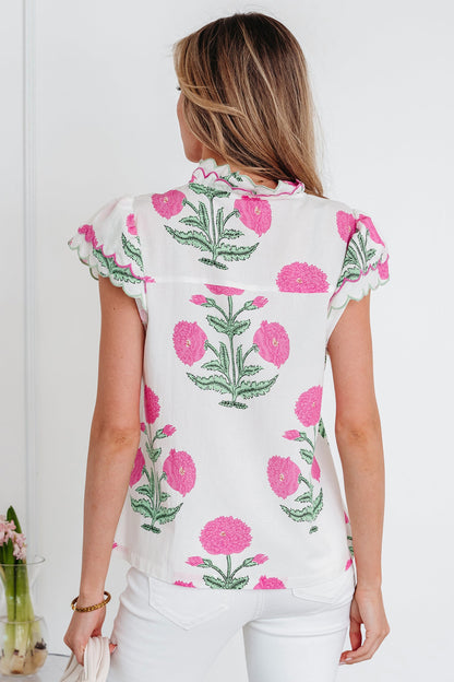 Threaded Pear Mariah Detail Short Sleeve Blouse