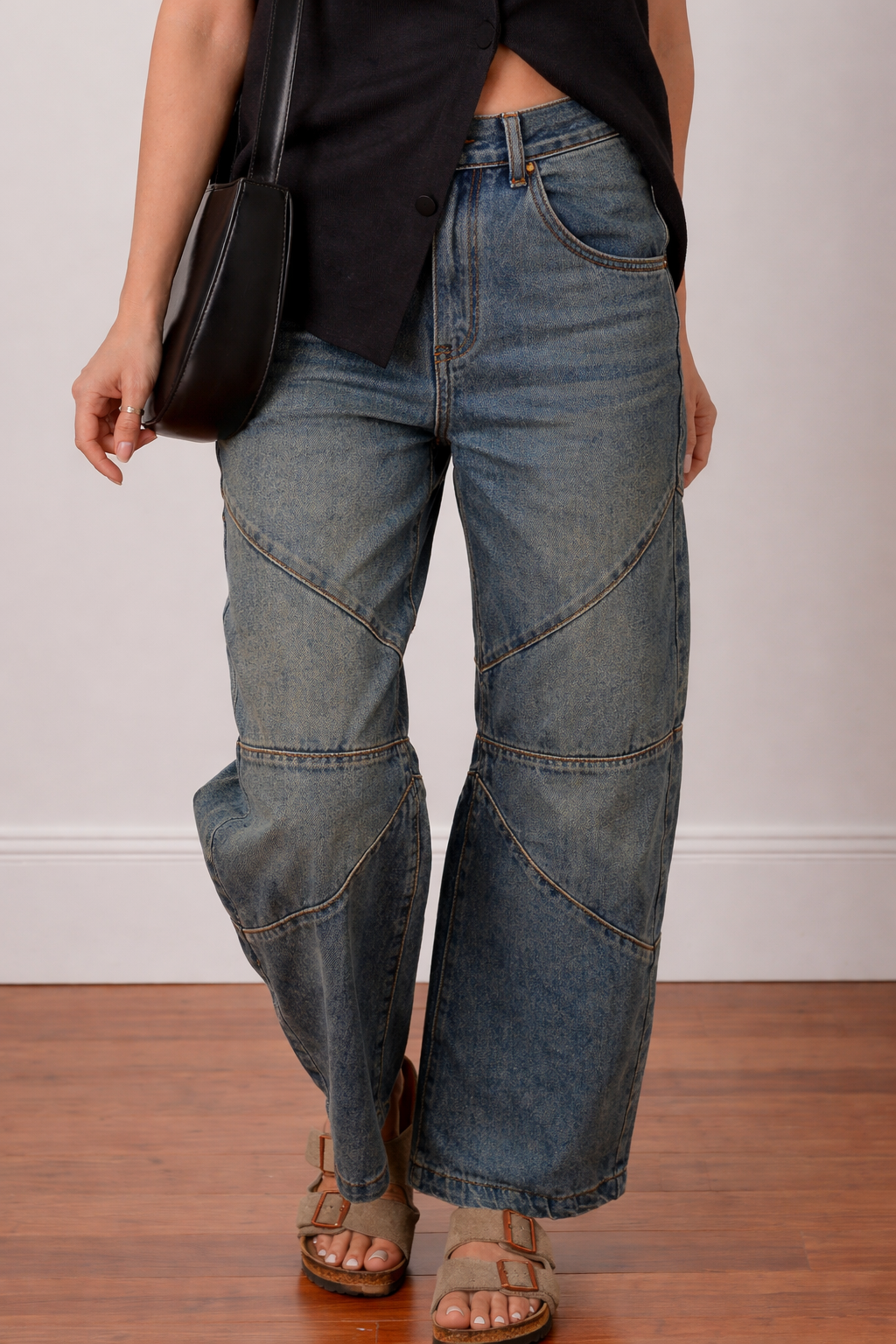 Threaded Pear Alaya Straight High Waist Jeans