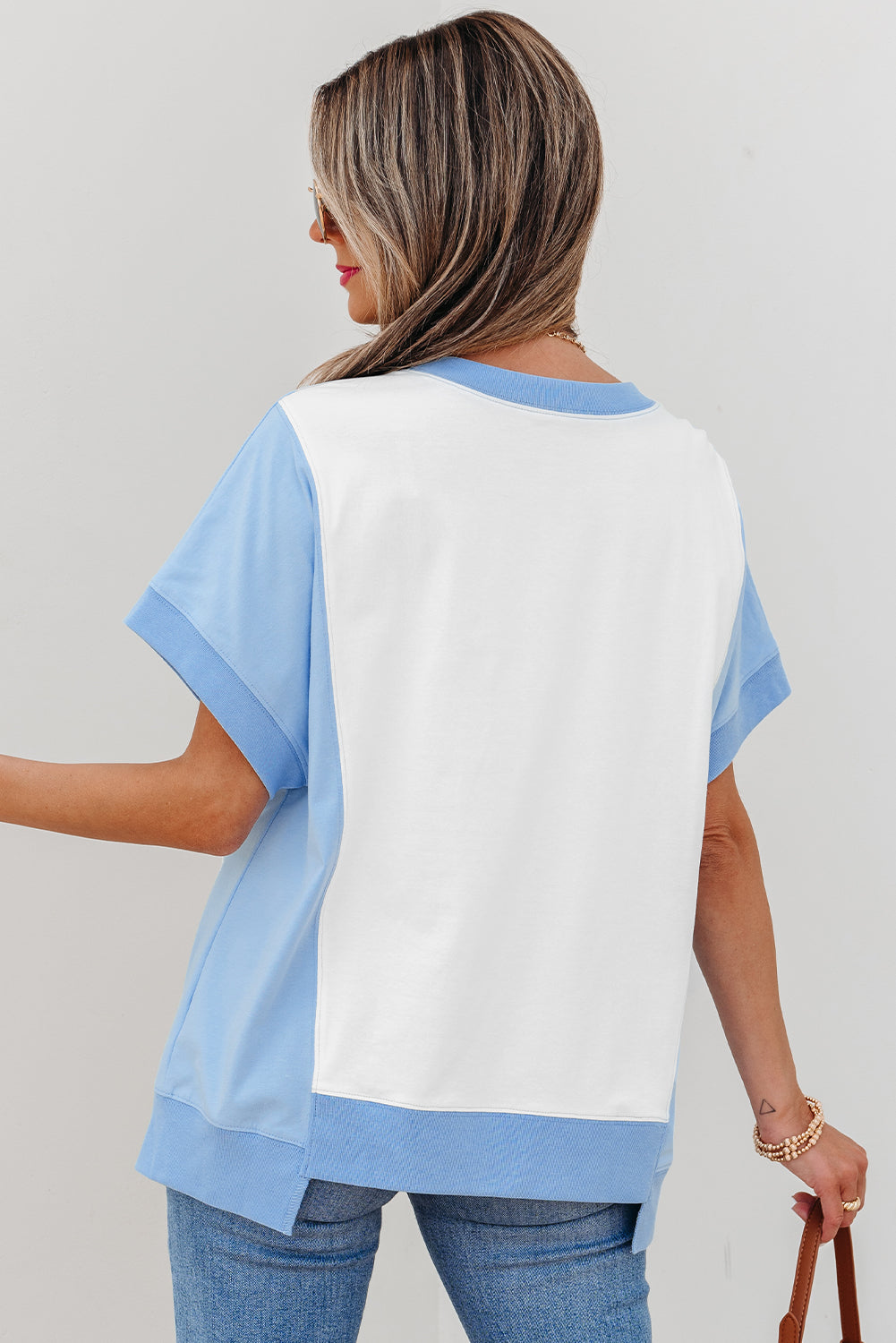 Threaded Pear Waverly Exposed Seam Crew Neck Top