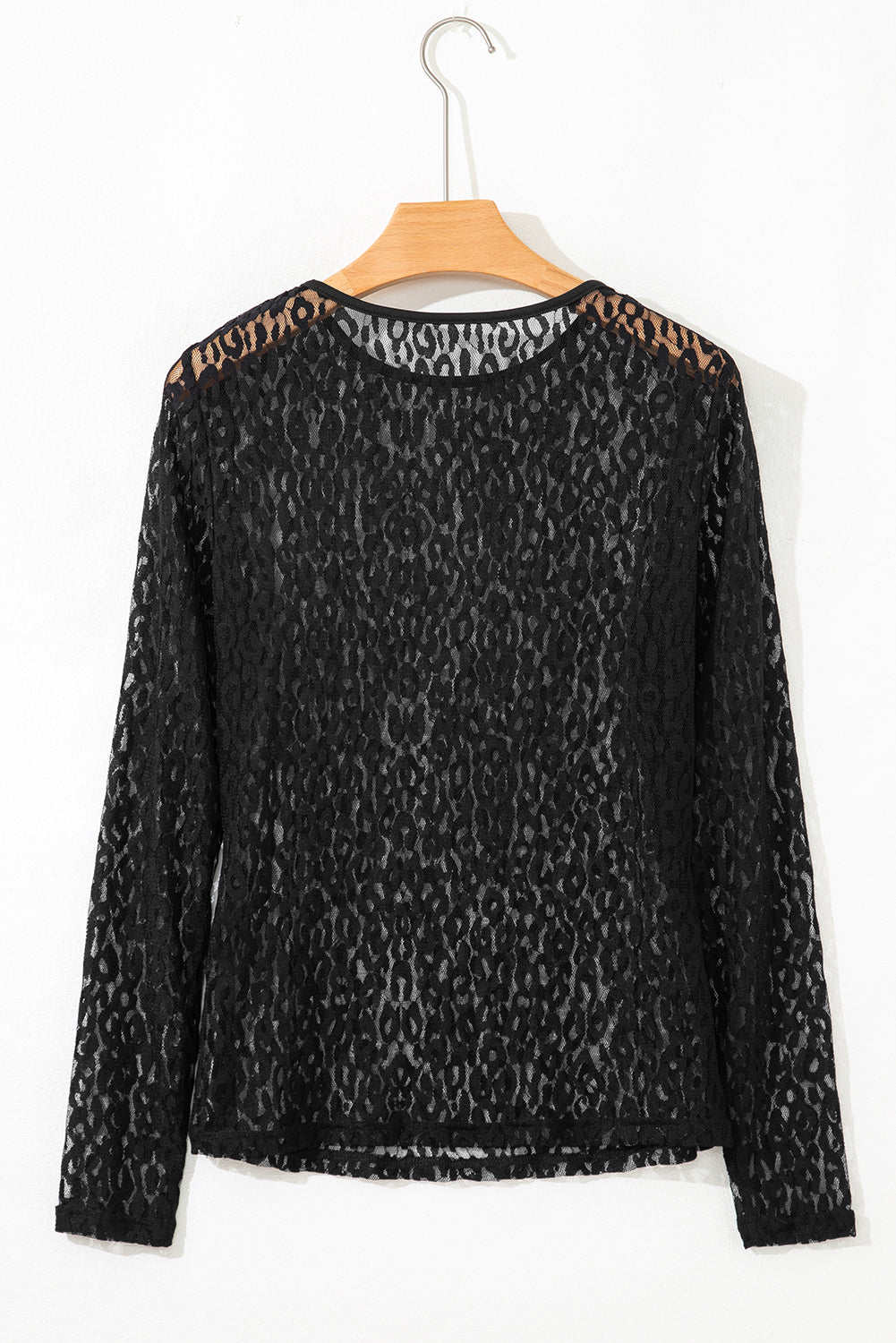 Threaded Pear Denver Pattern Sheer Mesh Long Sleeve Top